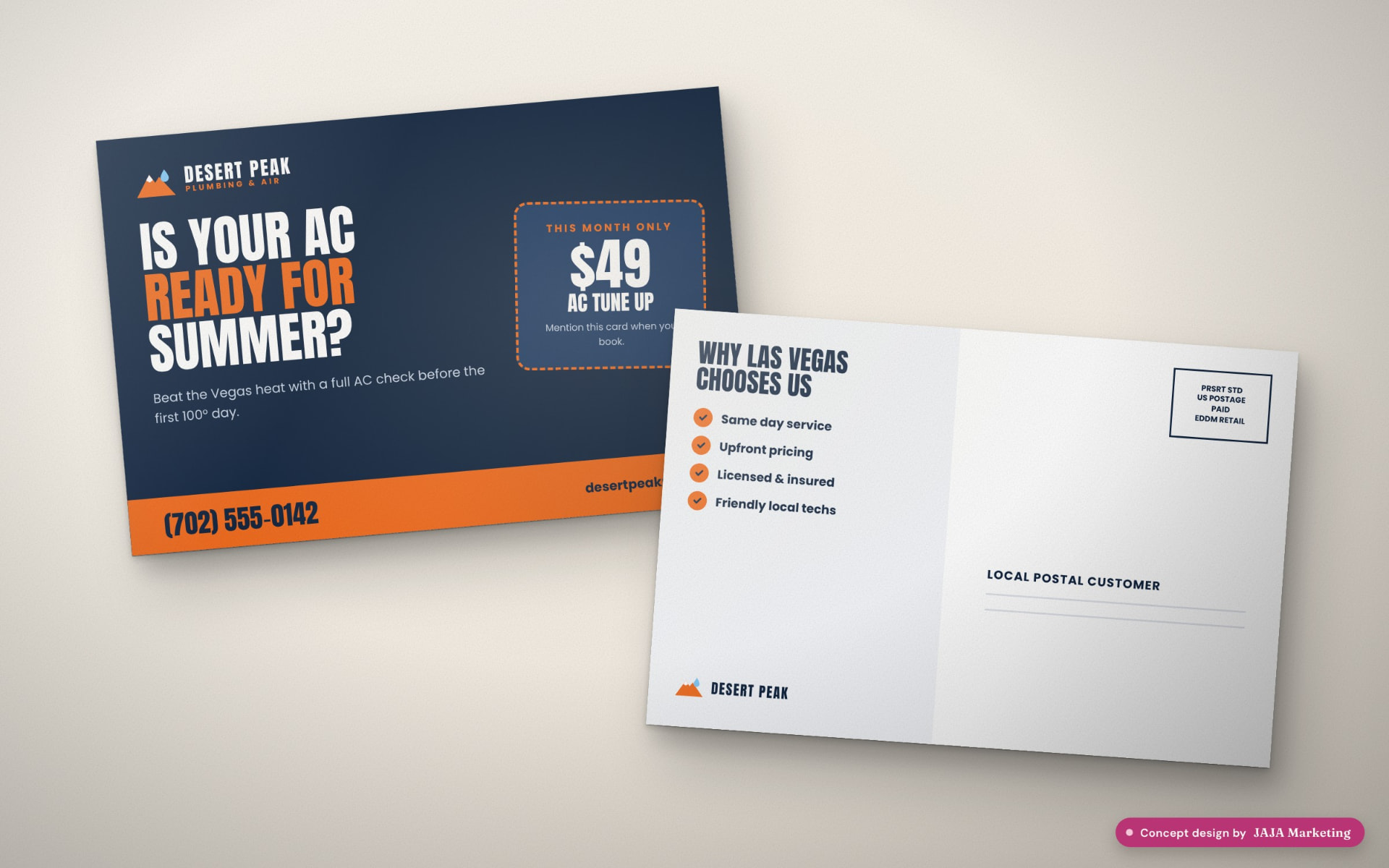 Postcard and mailer design concept for Desert Peak
